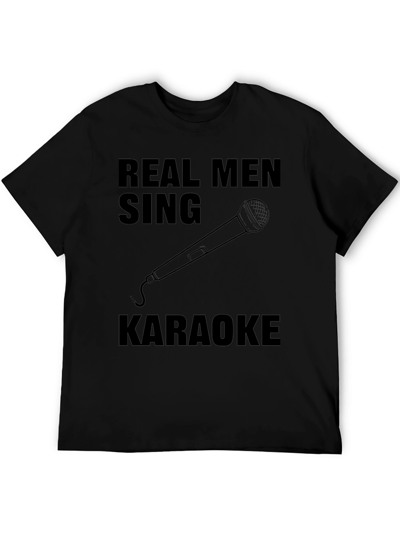 Black Real Men Sing Karaoke Graphic Tee - Black view 5