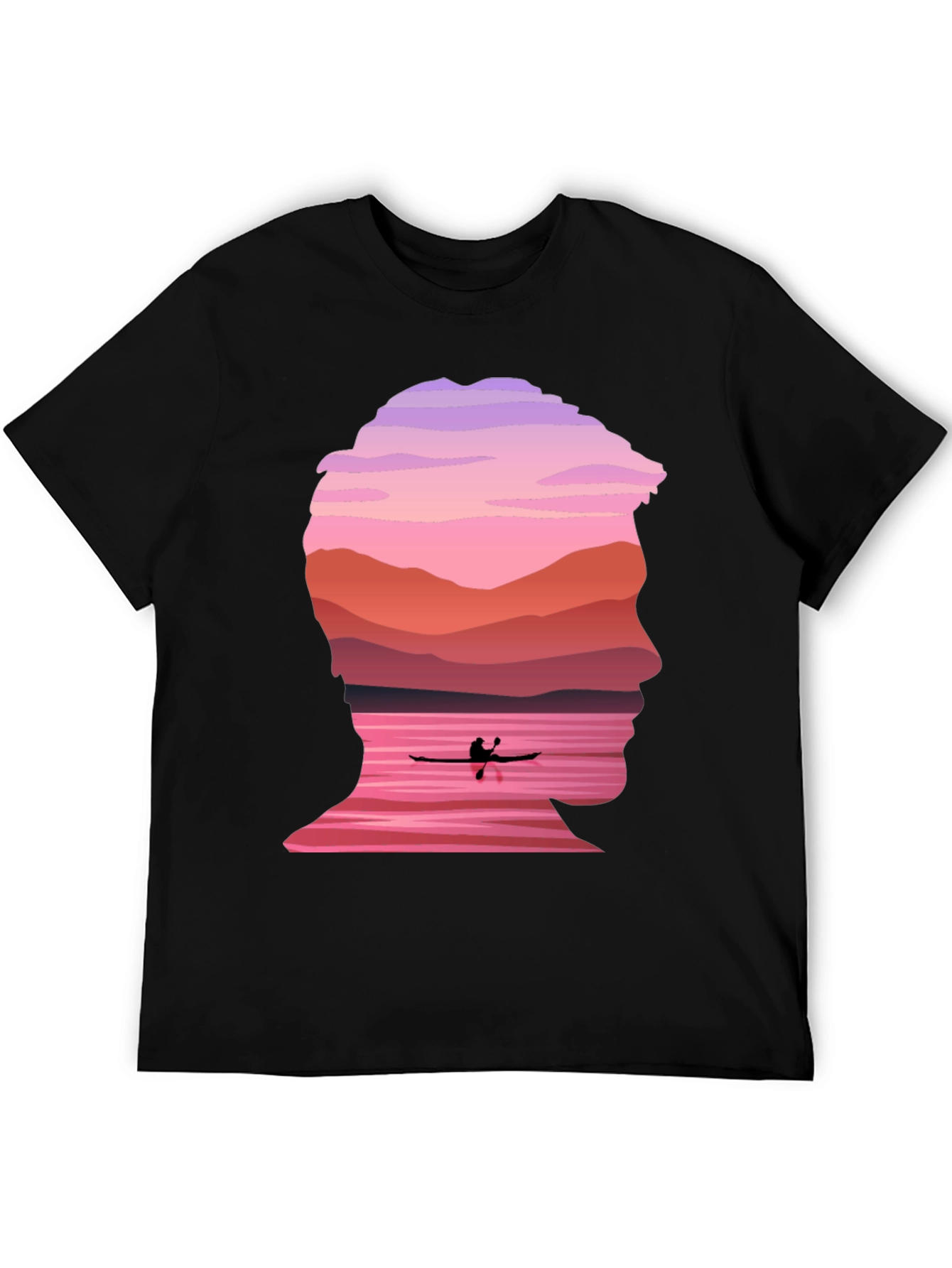 Black Silhouette Kayak Graphic Tee - Nature Inspired Design view 5