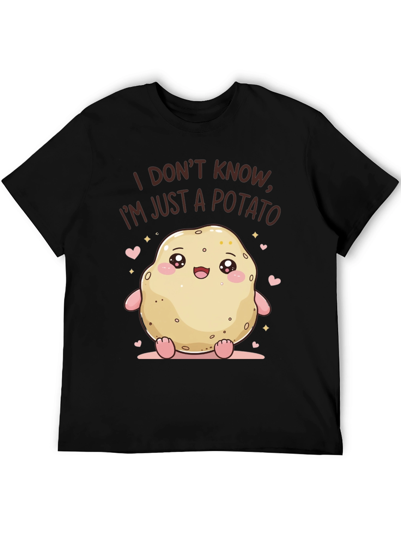 Black Cute Potato Graphic Tee - Funny Kawaii T-Shirt view 5