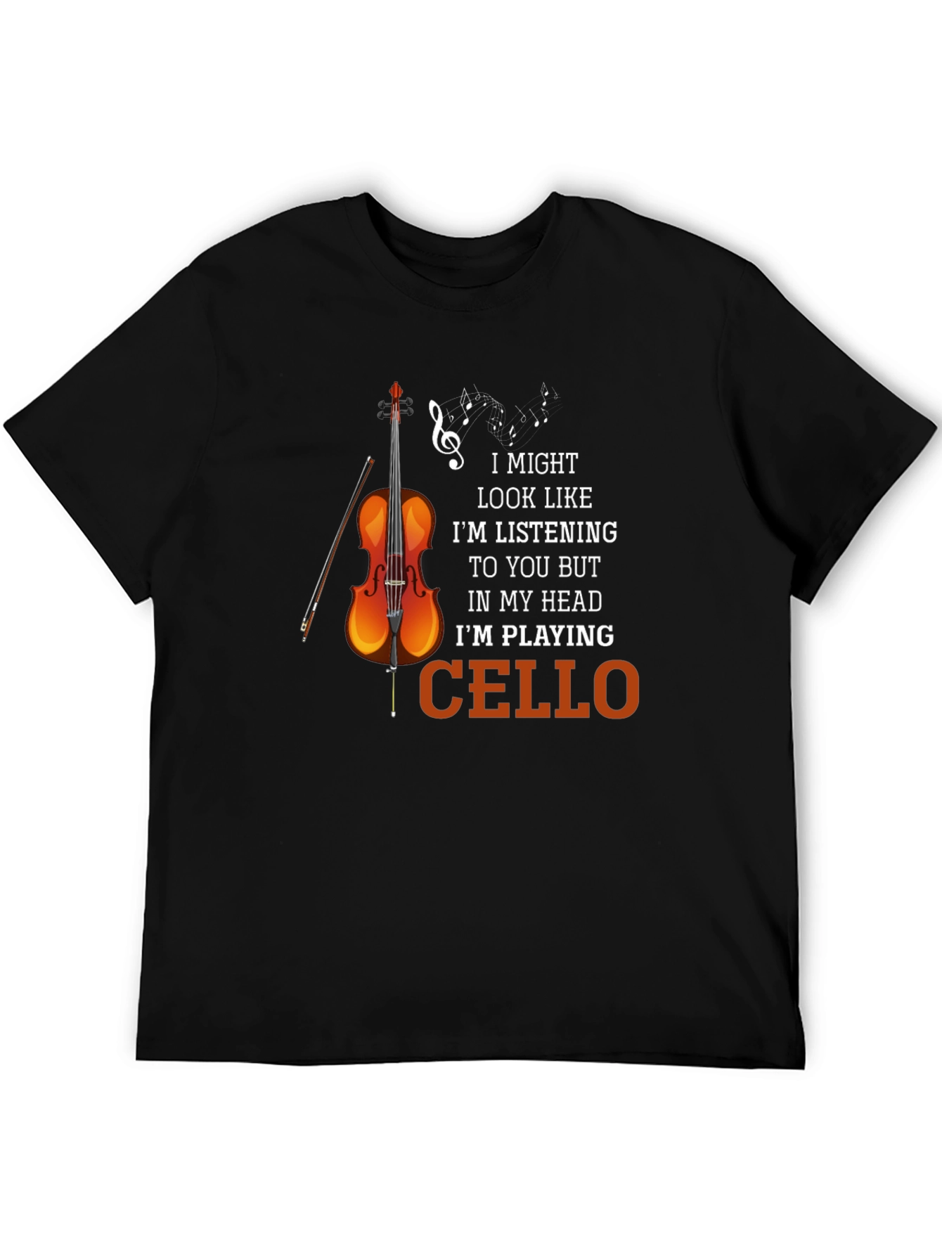 Black Cello Player T-Shirt Funny Musician Tee view 5
