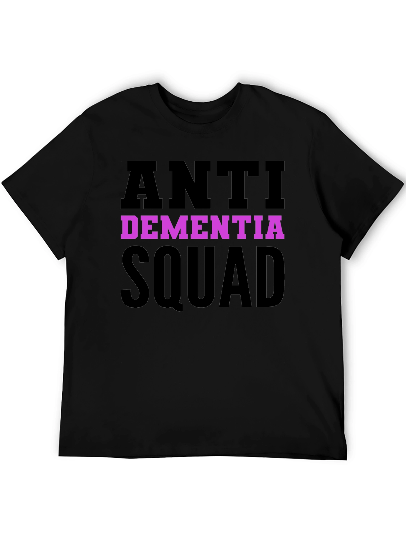 Black Anti Dementia Squad T-Shirt - Black Crew Neck Tee view 5