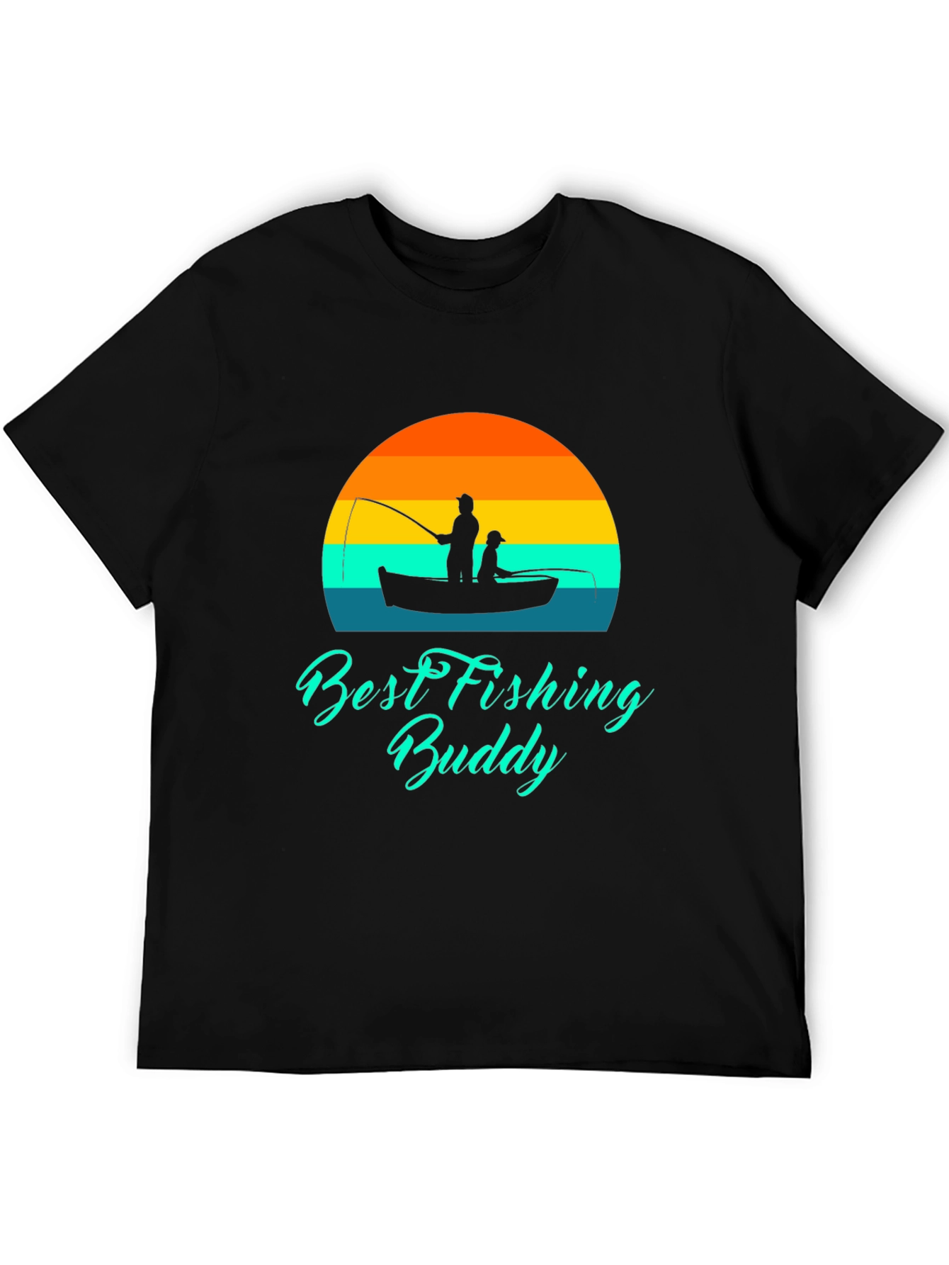 Black Best Fishing Buddy Graphic Tee - Black Cotton T-Shirt view 5