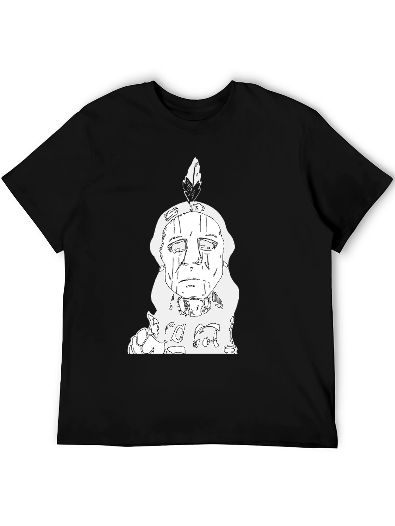 Black Indian Chief T-Shirt - Black Cotton Tee view 5