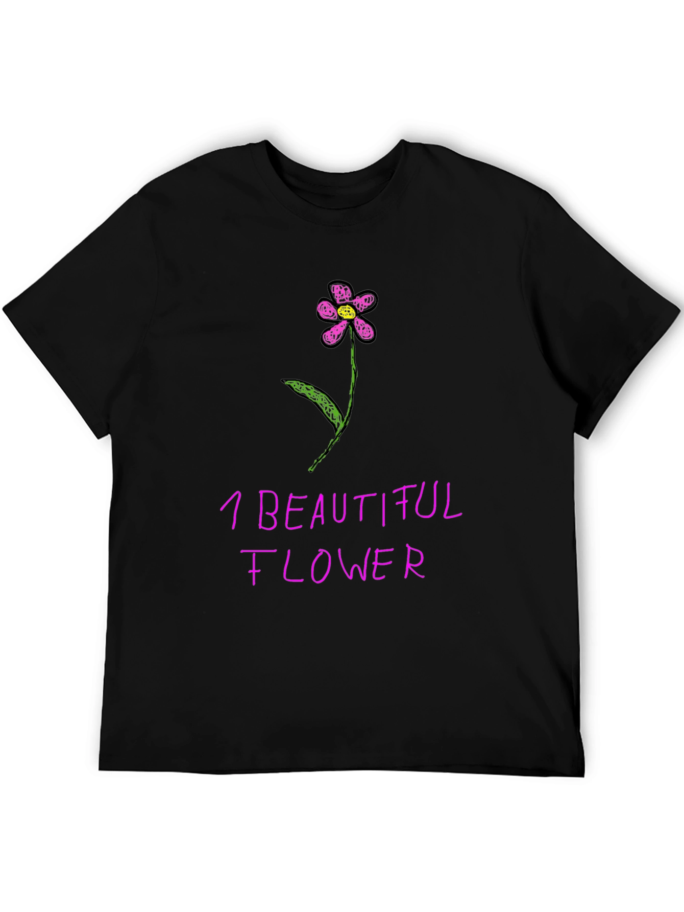 Black One Beautiful Flower Graphic T-Shirt view 5