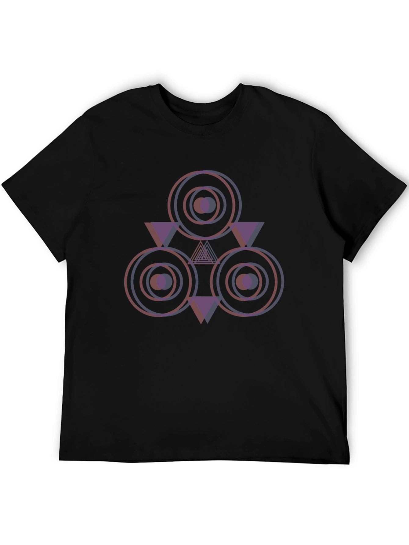 Black Geometric Circle Triangle Graphic T-Shirt view 5