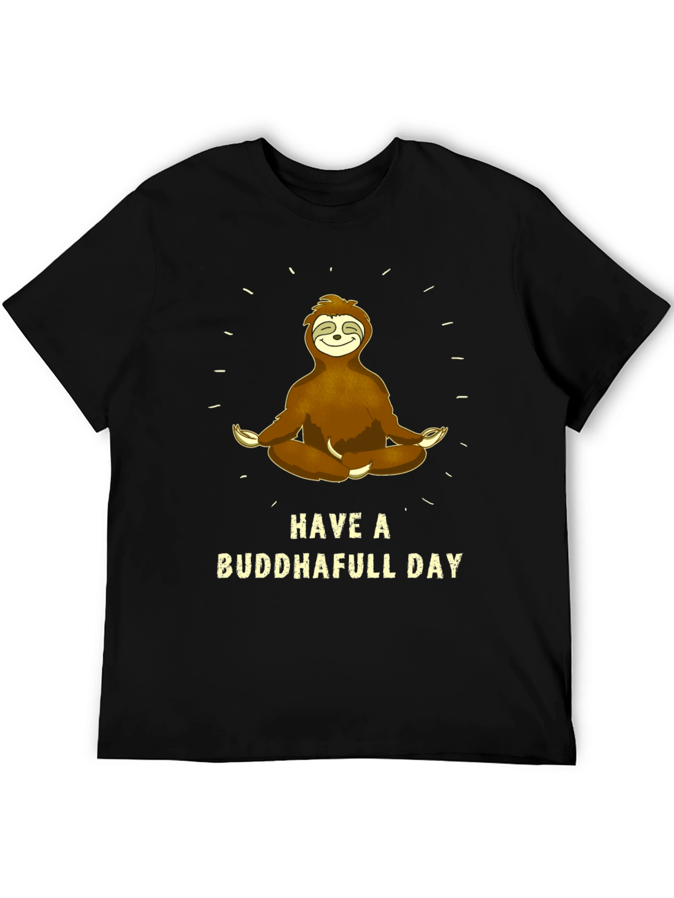 Black Buddha Sloth Graphic T-Shirt view 5