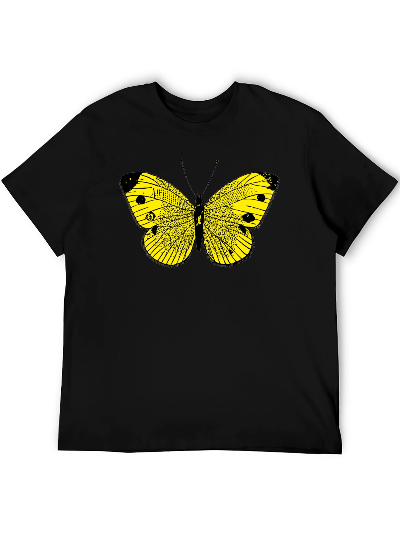 Black Butterfly Graphic Tee - Bold Yellow Insect Print view 5