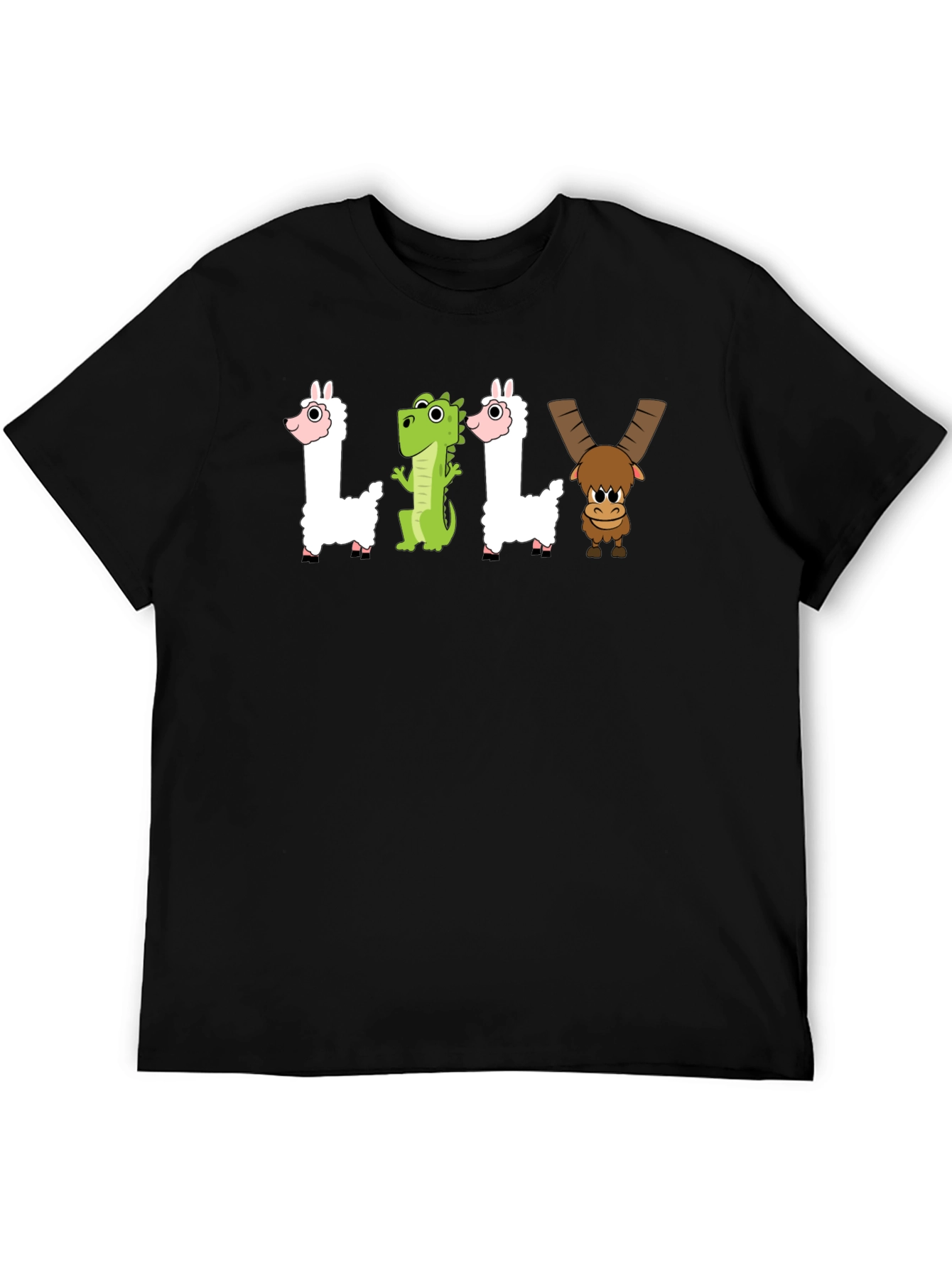 Black LILY Cartoon T-Shirt - Funny Graphic Tee view 5