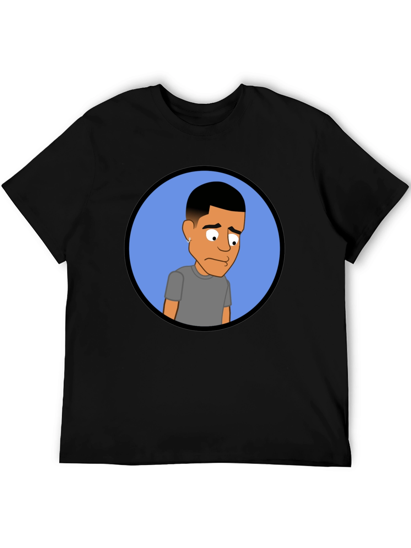 Black Cartoon Portrait Black Tee view 5