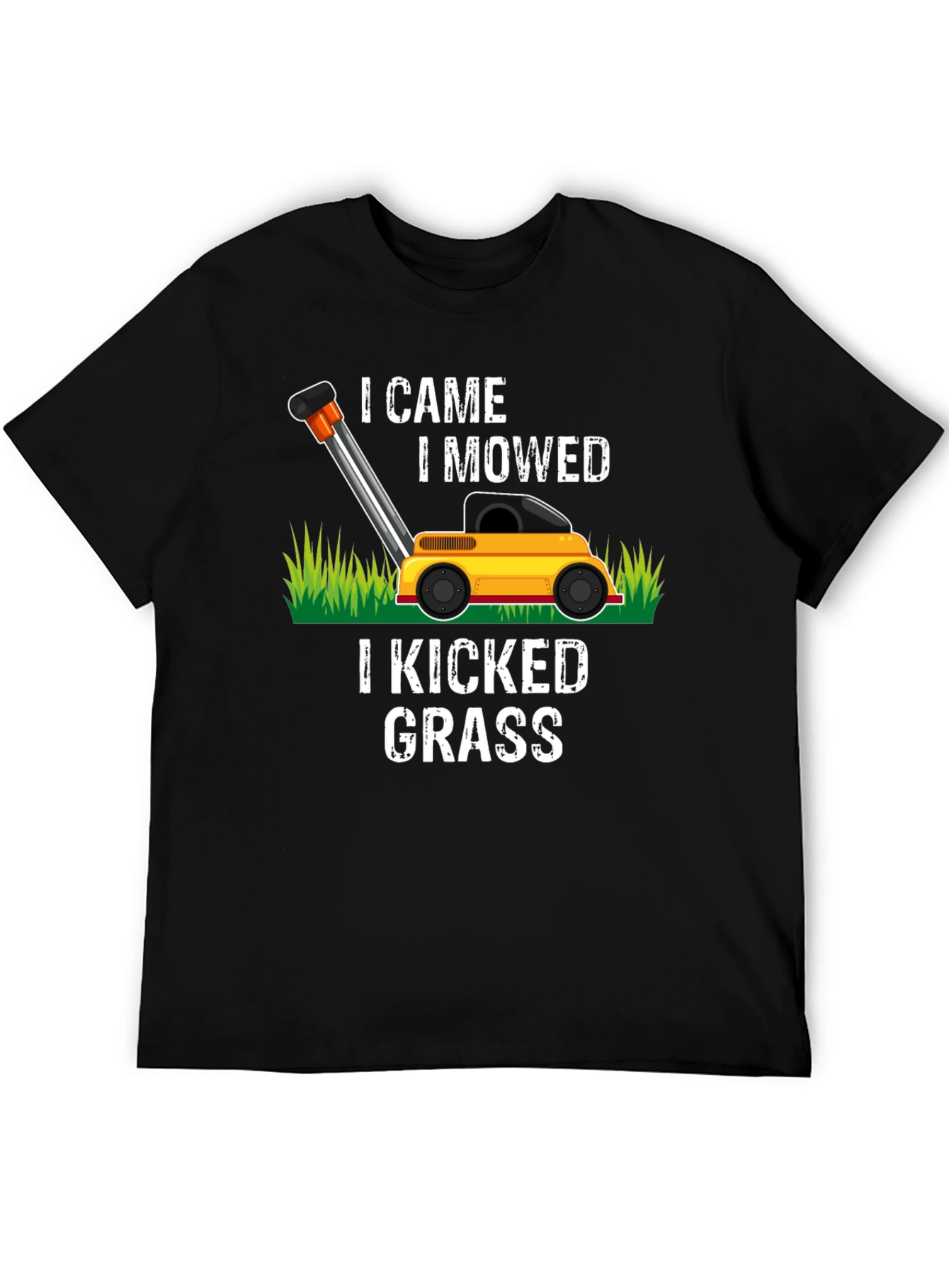 Black I Came I Mowed Lawn Mower Graphic Tee view 5