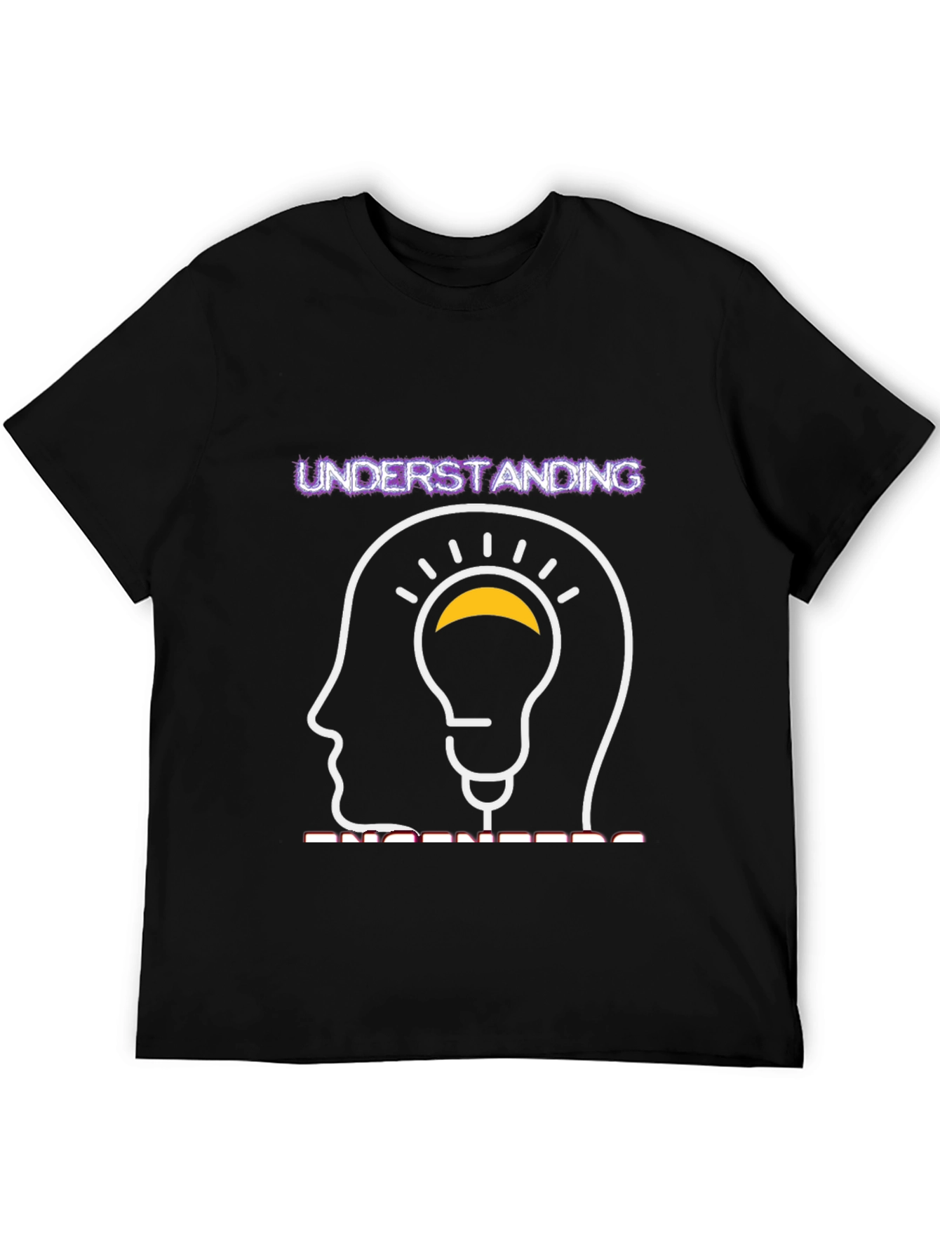 Black Understanding Engineers T-Shirt - Brain Lightbulb view 5