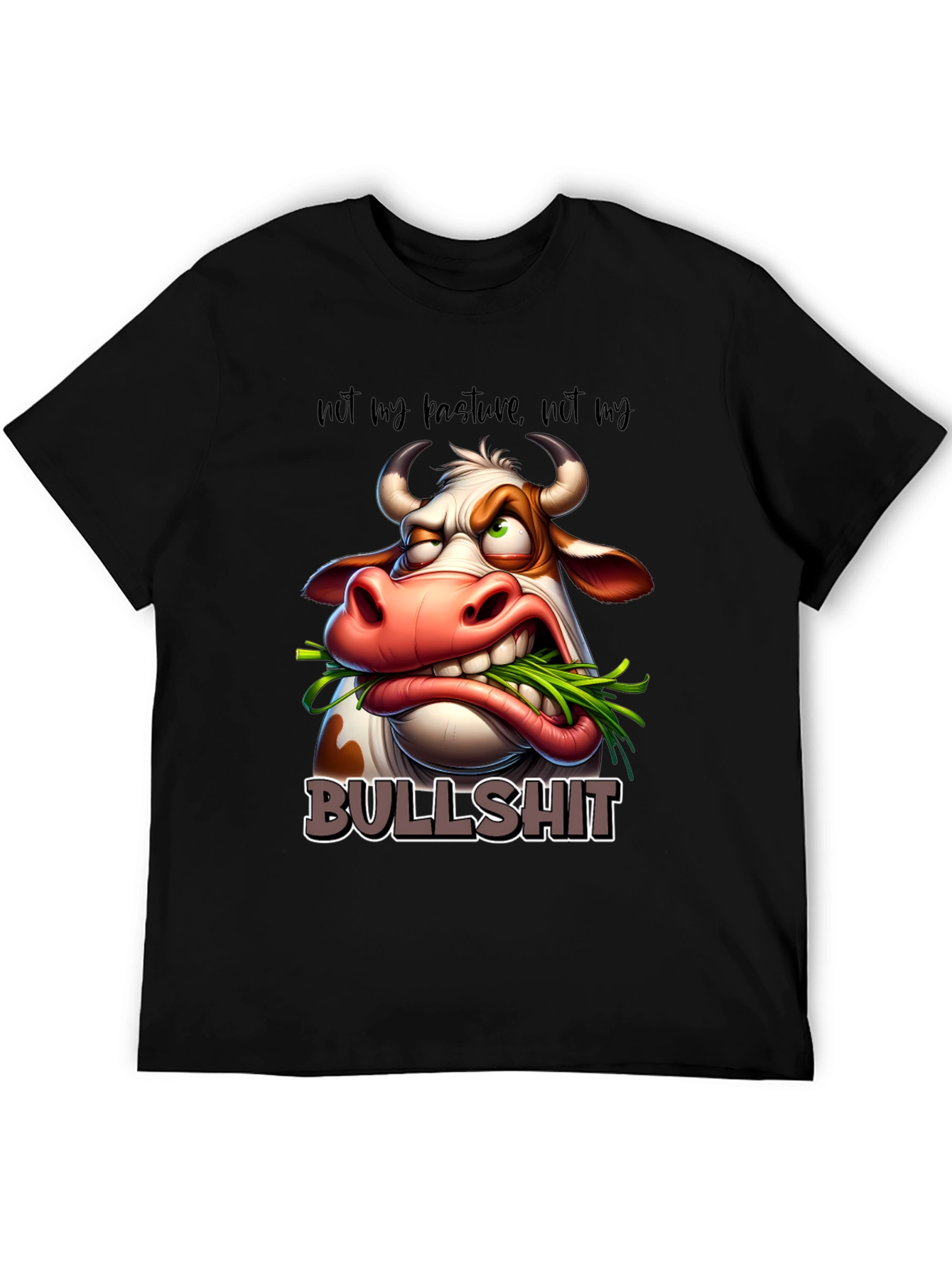 Black Funny Cow Graphic T-Shirt - Not My Pasture view 5