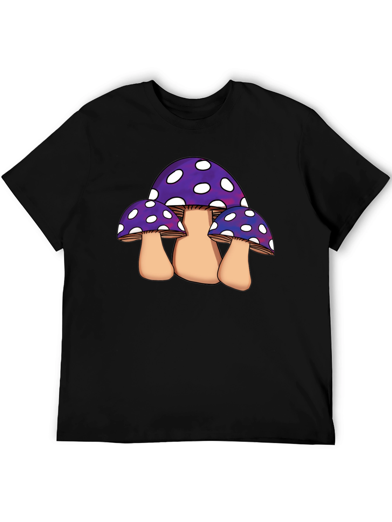 Black Funky Mushroom Graphic Tee - Black Cotton Blend view 5