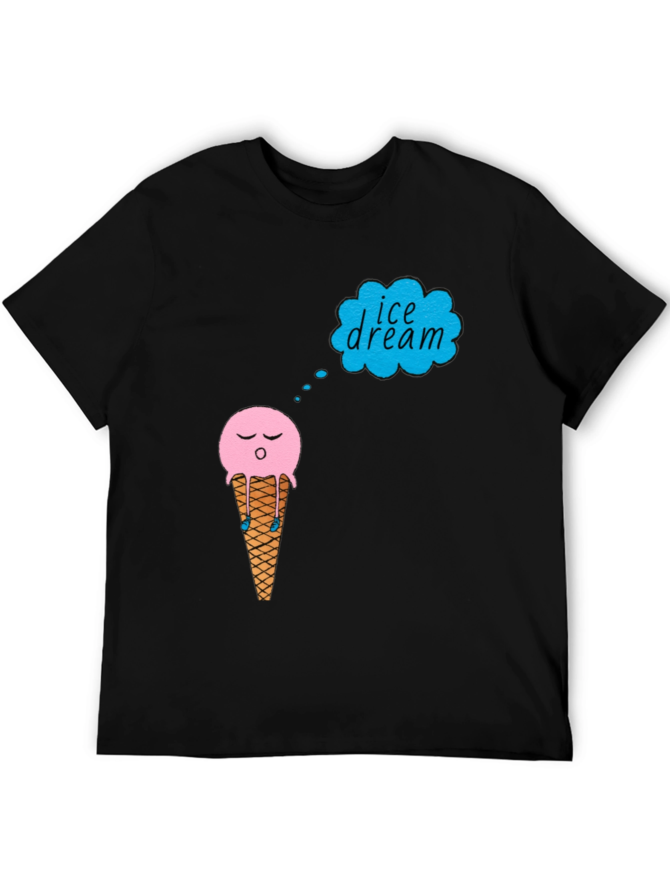 Black Ice Cream Dream T-Shirt - Black Cotton Tee view 5