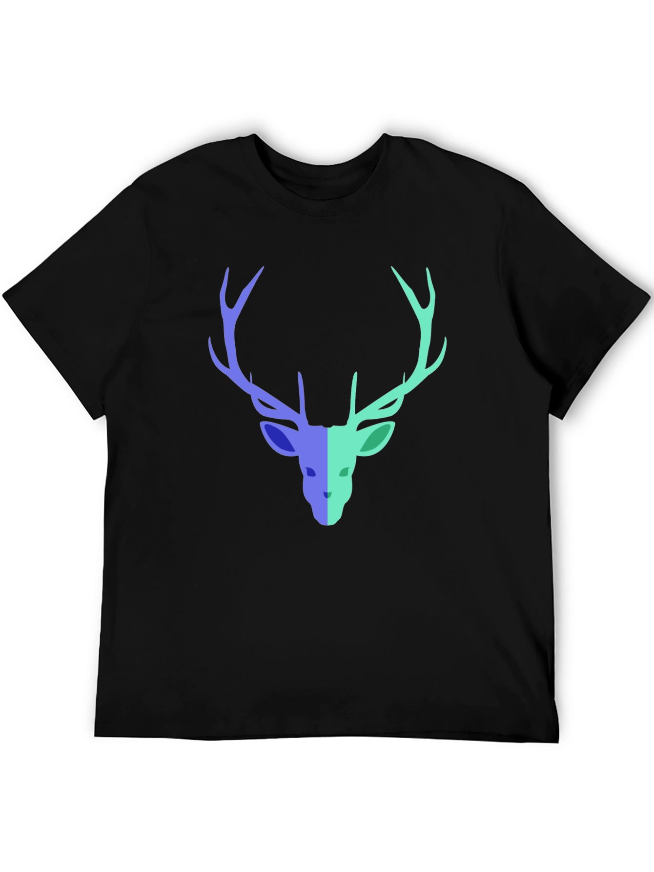 Black Stag Graphic Tee - Modern Deer Design Black T-Shirt view 5