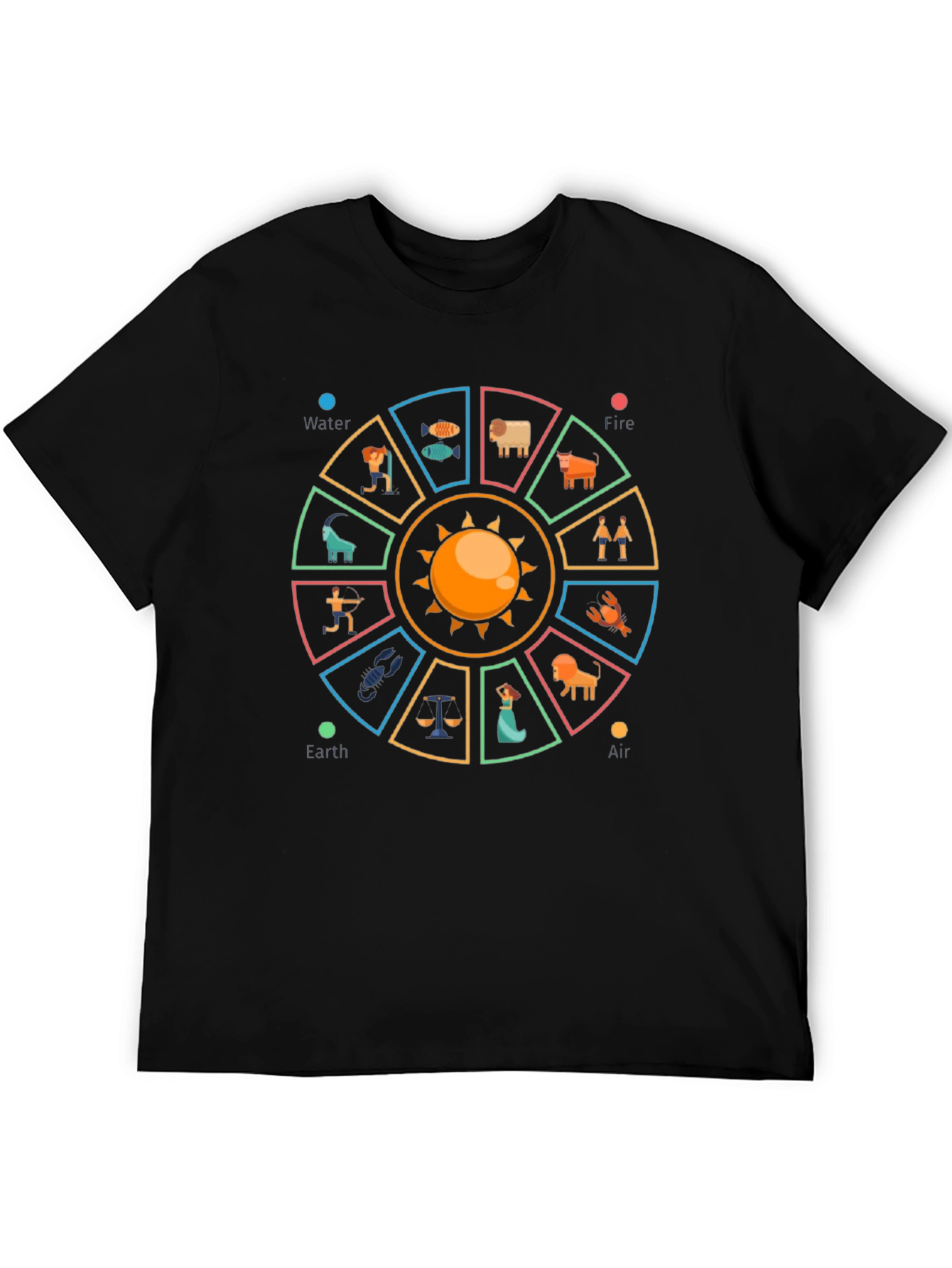Black Zodiac Wheel Graphic Tee - Astrology Lover's Shirt view 5