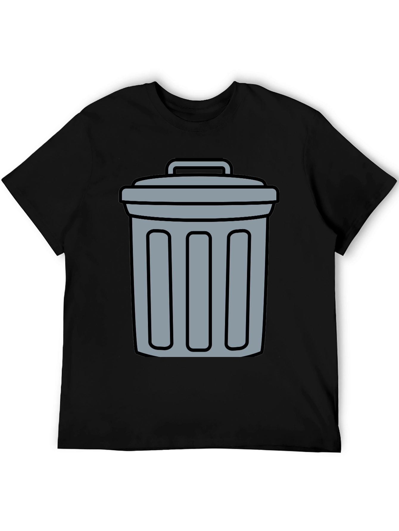 Black Funny Trash Can Graphic Tee - Black Cotton T-Shirt view 5