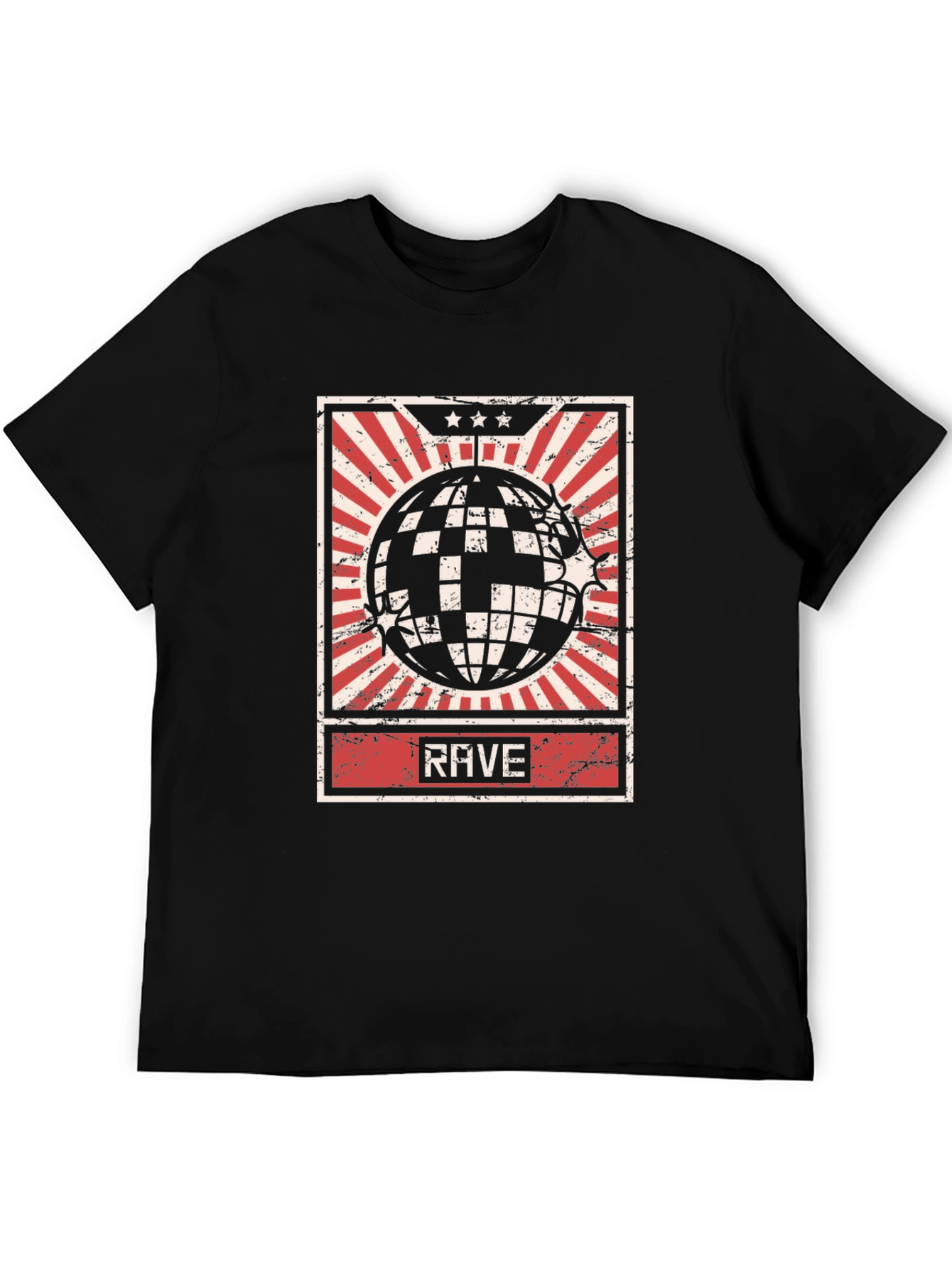 Black Rave Retro Disco Ball T-Shirt view 5