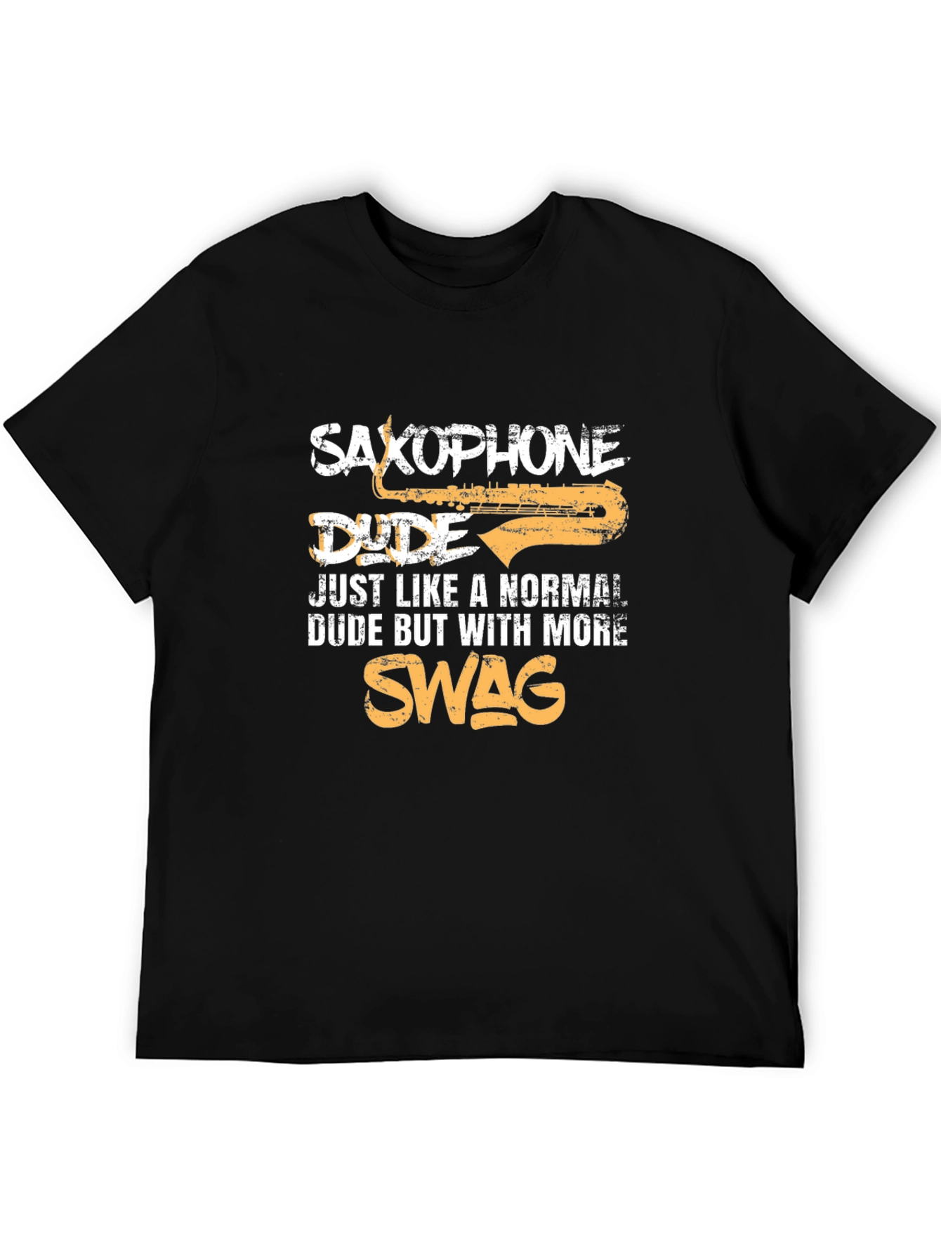 Black Saxophone Dude Graphic T-Shirt - Musician Swag Tee view 5