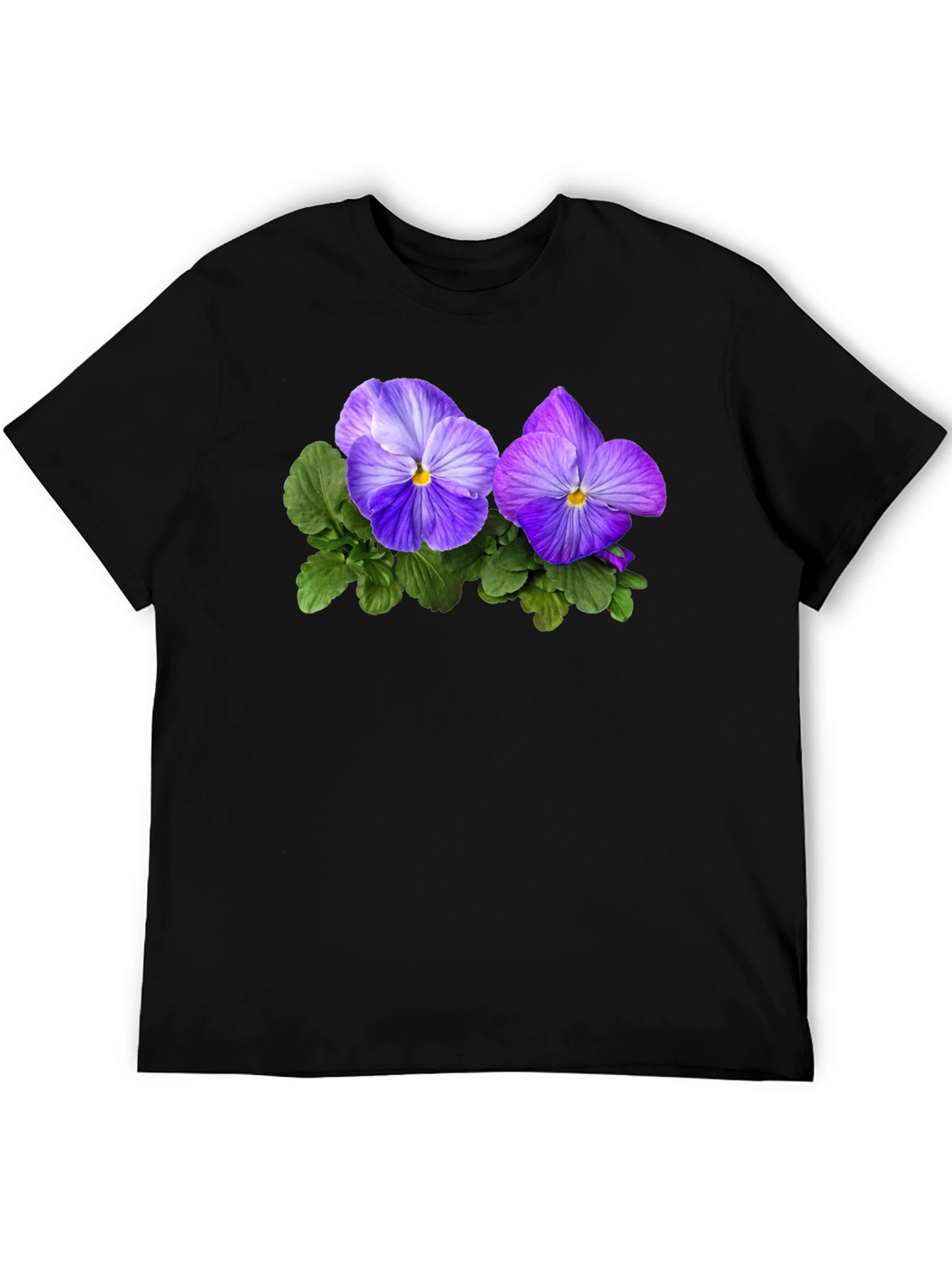 Black Floral Pansy Graphic Tee - Black view 5