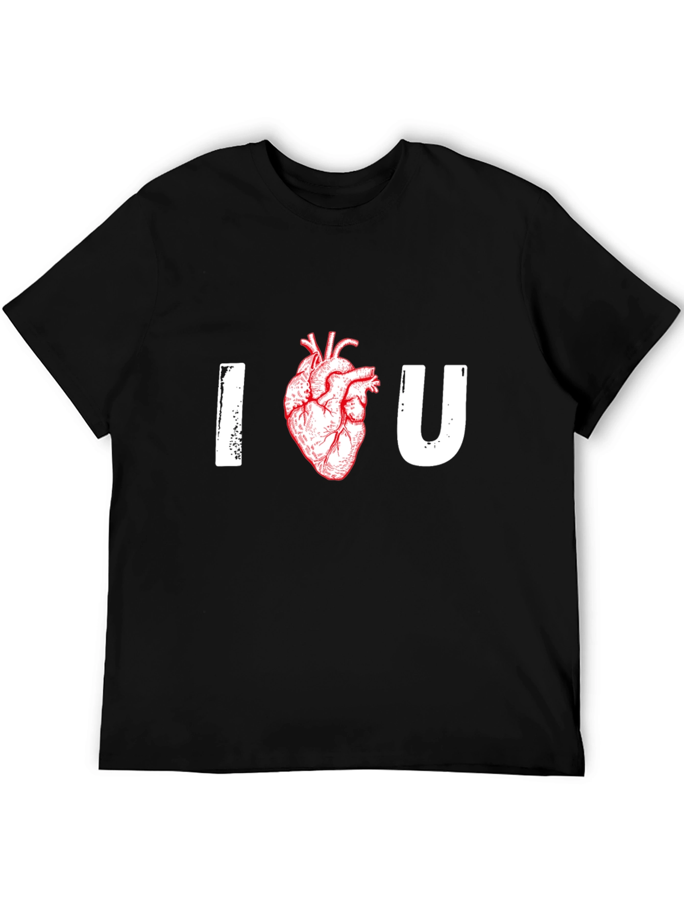 Black I Heart U Graphic Tee - Anatomical Heart T-Shirt view 5