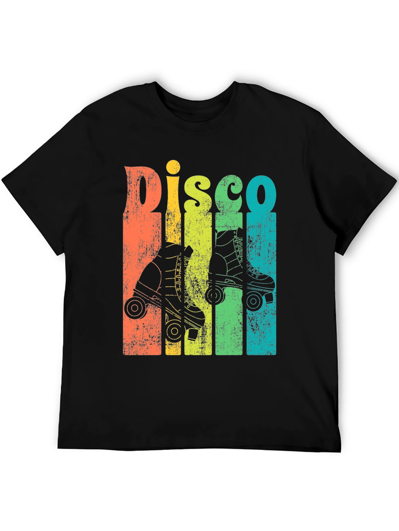 Black Retro Disco Roller Skate T-Shirt - Vintage Style view 5