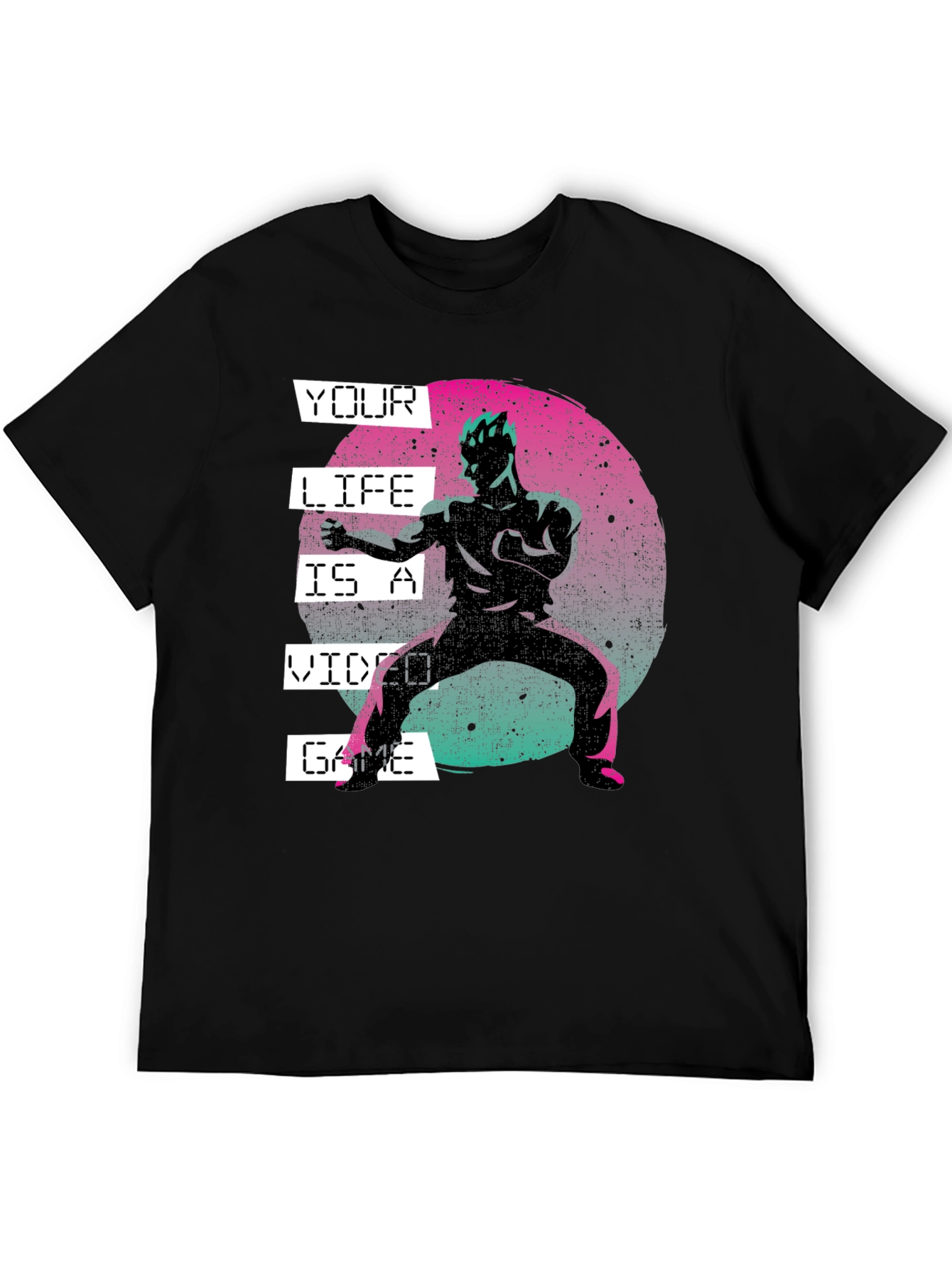 Black Your Life Is A Video Game Black Graphic Tee view 5