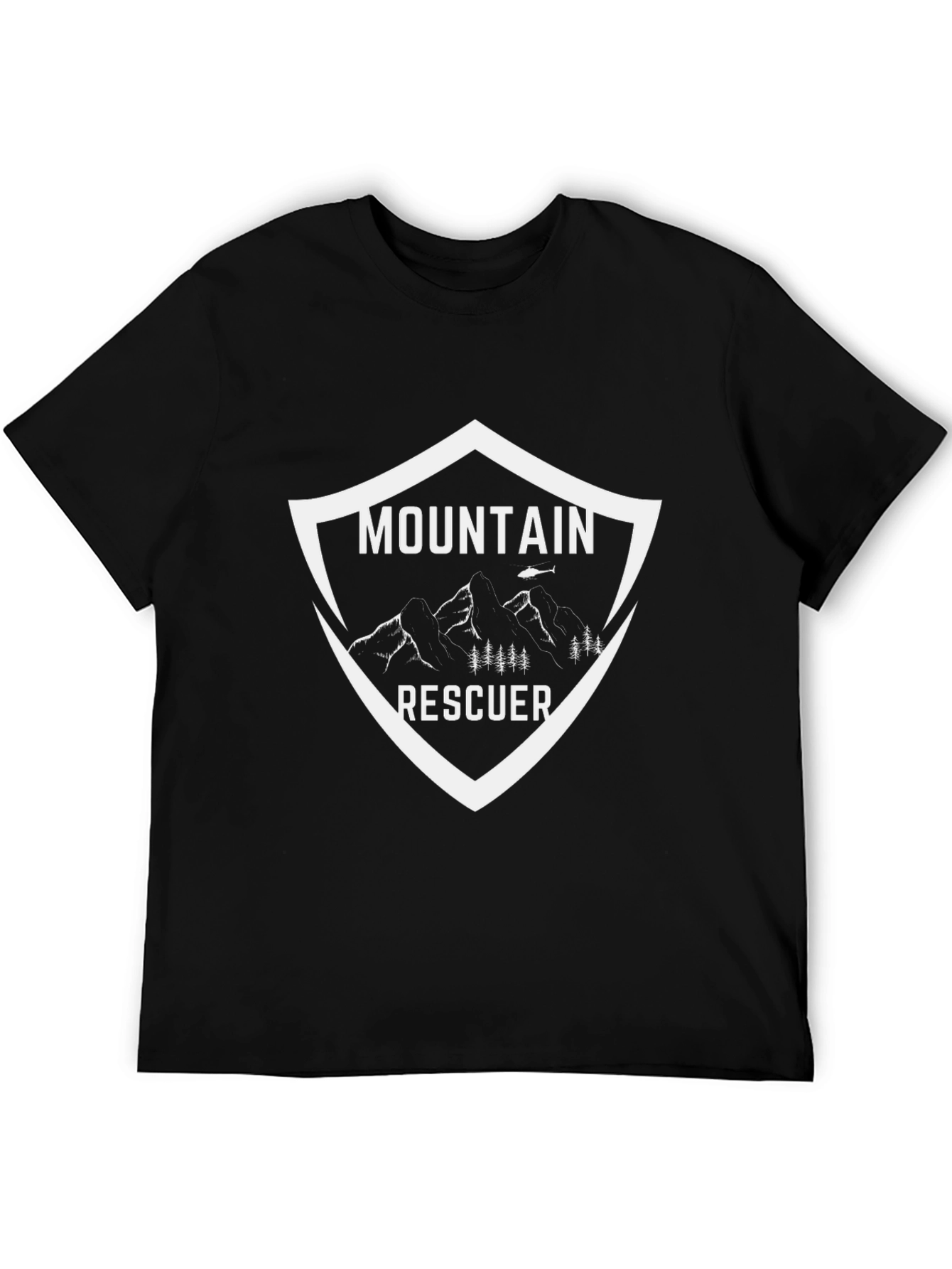 Black Mountain Rescuer Graphic Tee - Black Cotton T-Shirt view 5