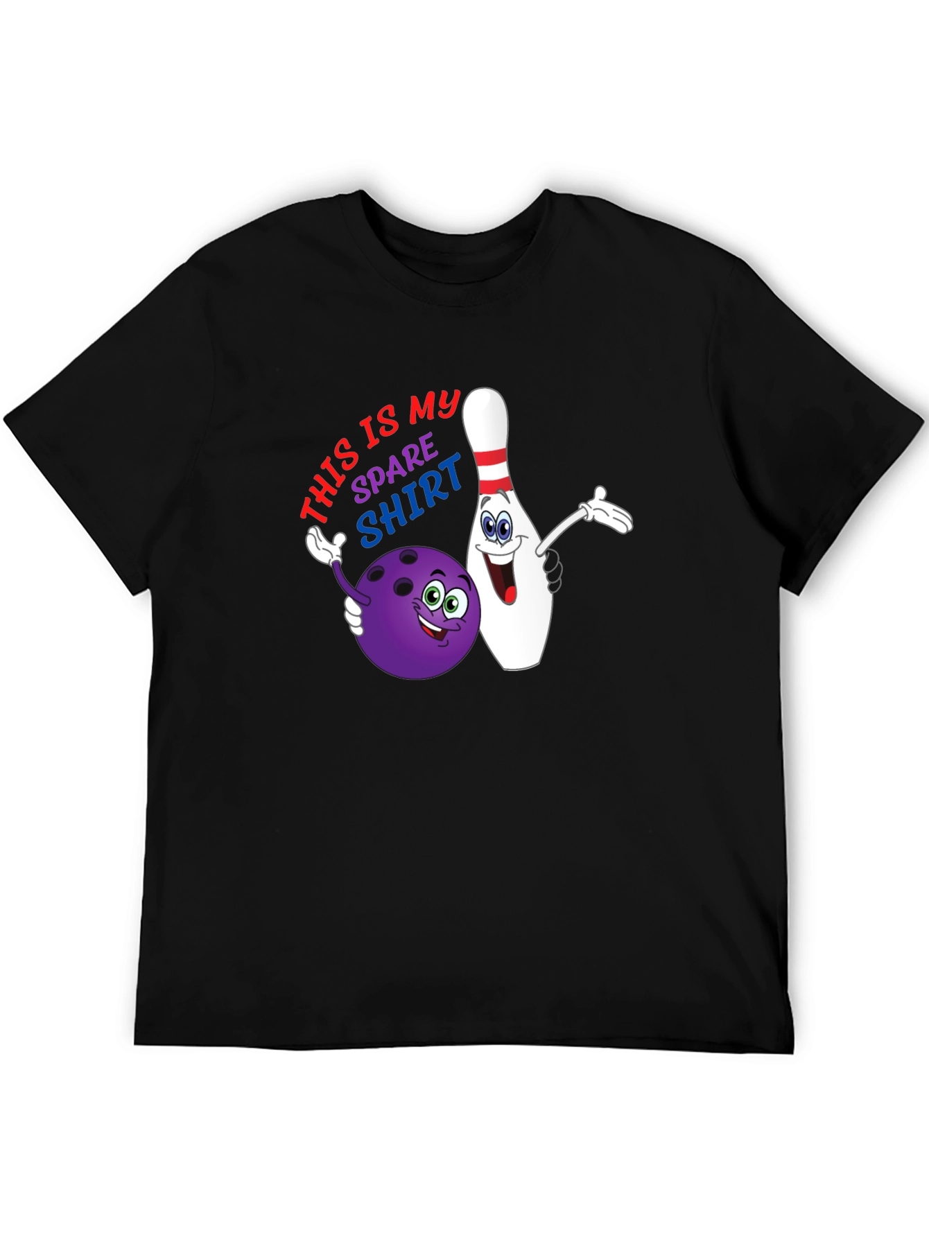 Black Spare Shirt Bowling T-Shirt - Novelty Graphic Tee view 5
