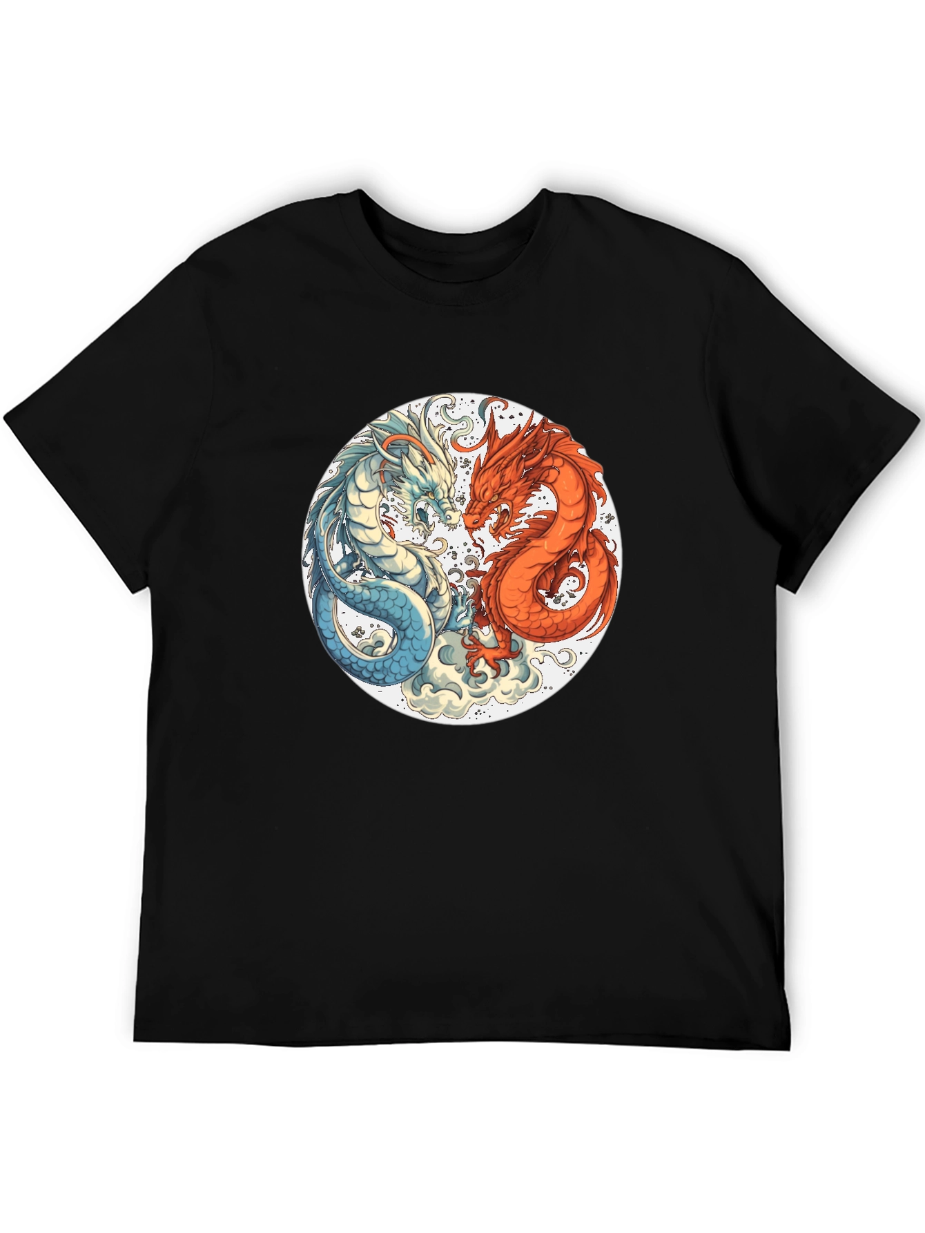 Black Yin Yang Dragons Graphic Tee - Black T-Shirt view 5