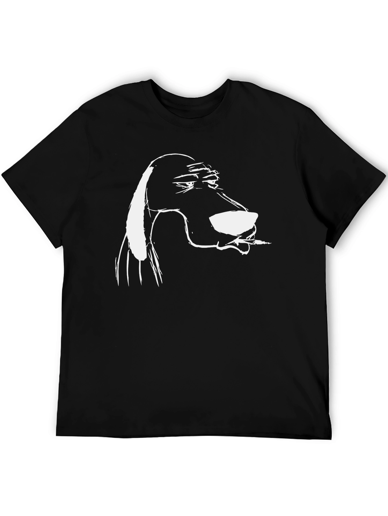 Black Cool Dog Cartoon Tee - Black Cotton Blend view 5