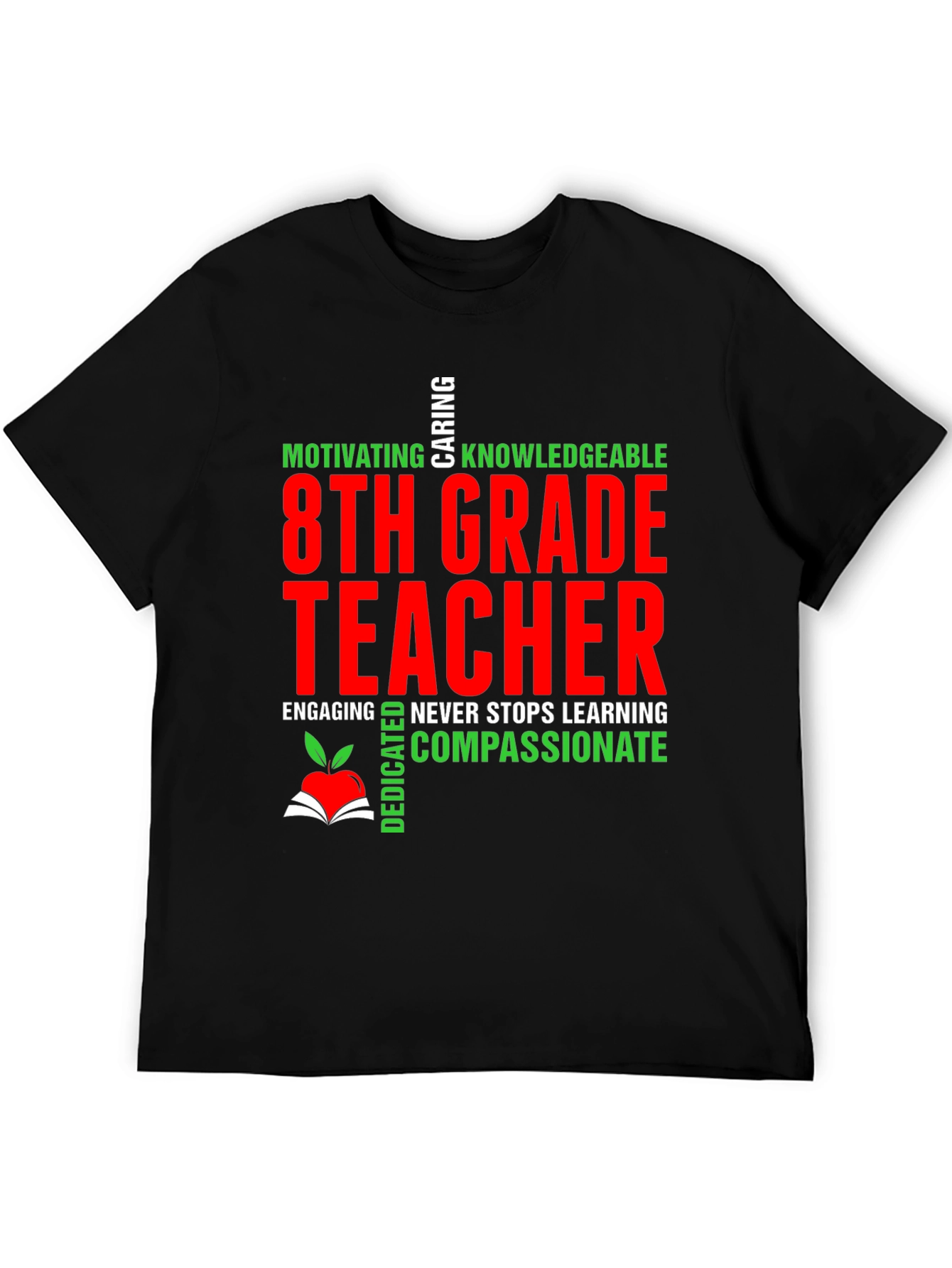 Black 8th Grade Teacher Graphic T-Shirt view 5