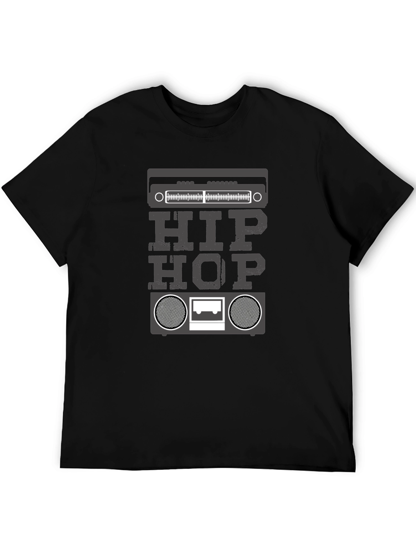 Black Hip Hop Boombox Graphic T-Shirt - Black view 5