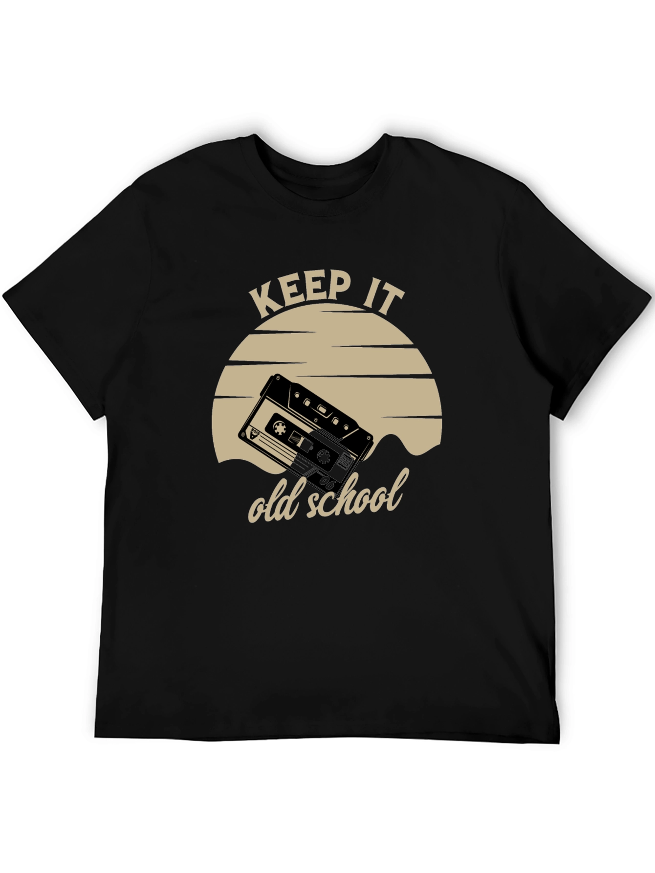 Black Keep It Old School Cassette Tape T-Shirt view 5