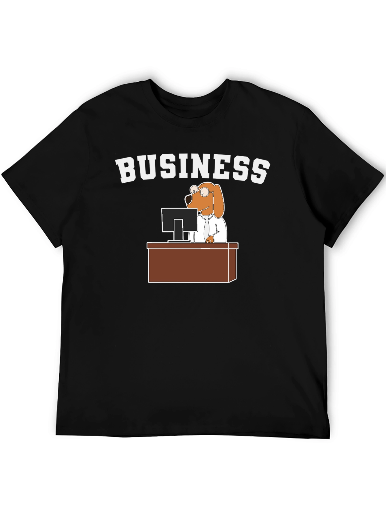 Black Business Dog T-Shirt - Funny Cartoon Tee view 5