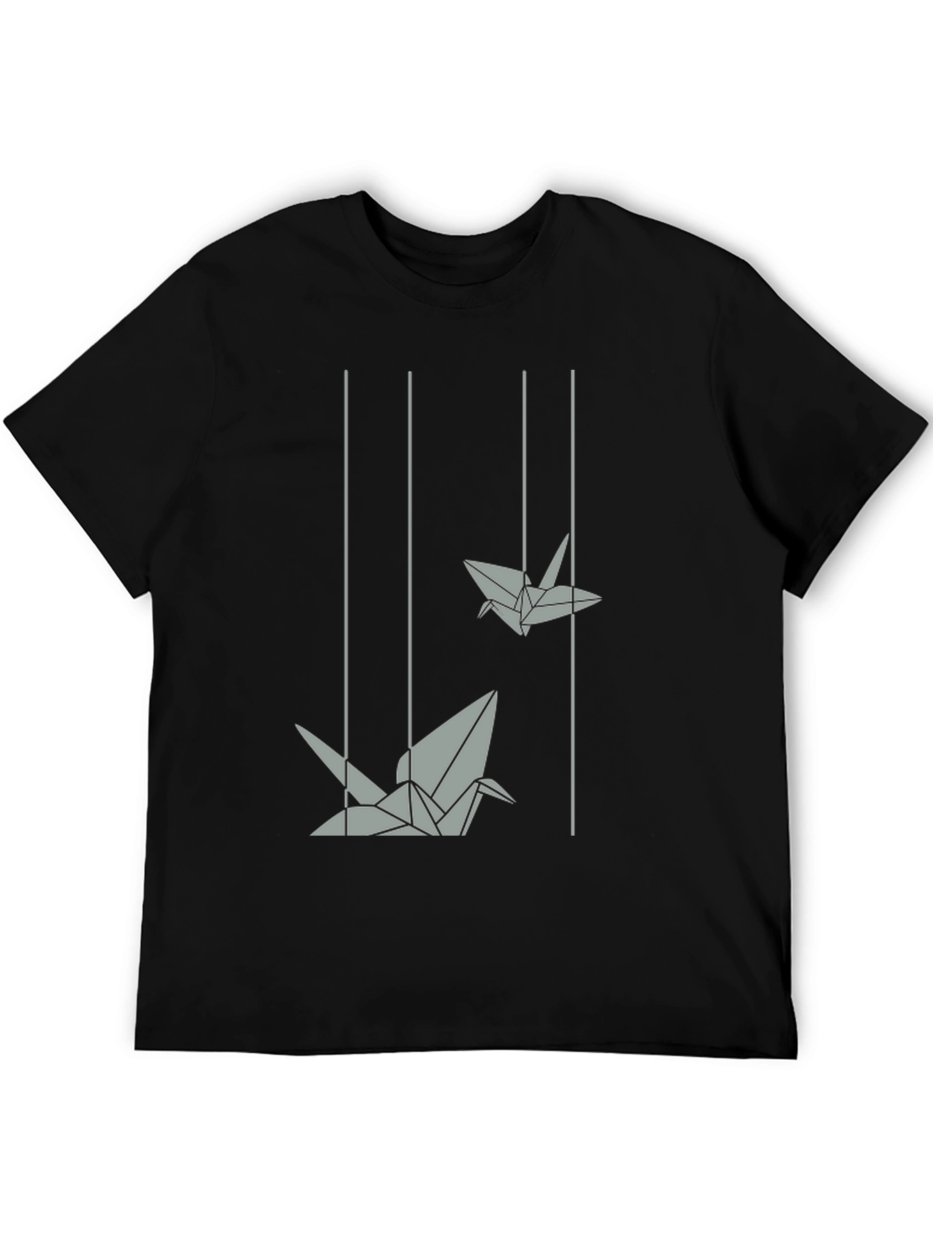 Black Origami Crane Graphic Tee - Modern Style view 5