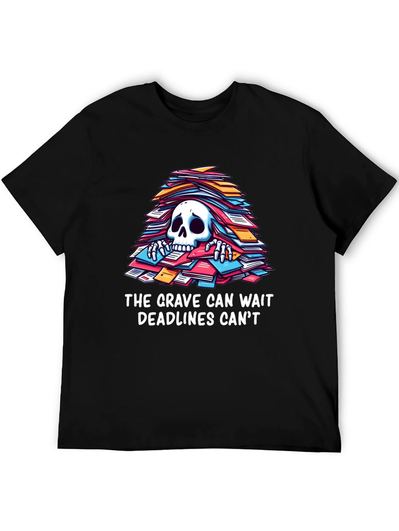 Black Funny Deadline T-Shirt - Grave Can Wait view 5