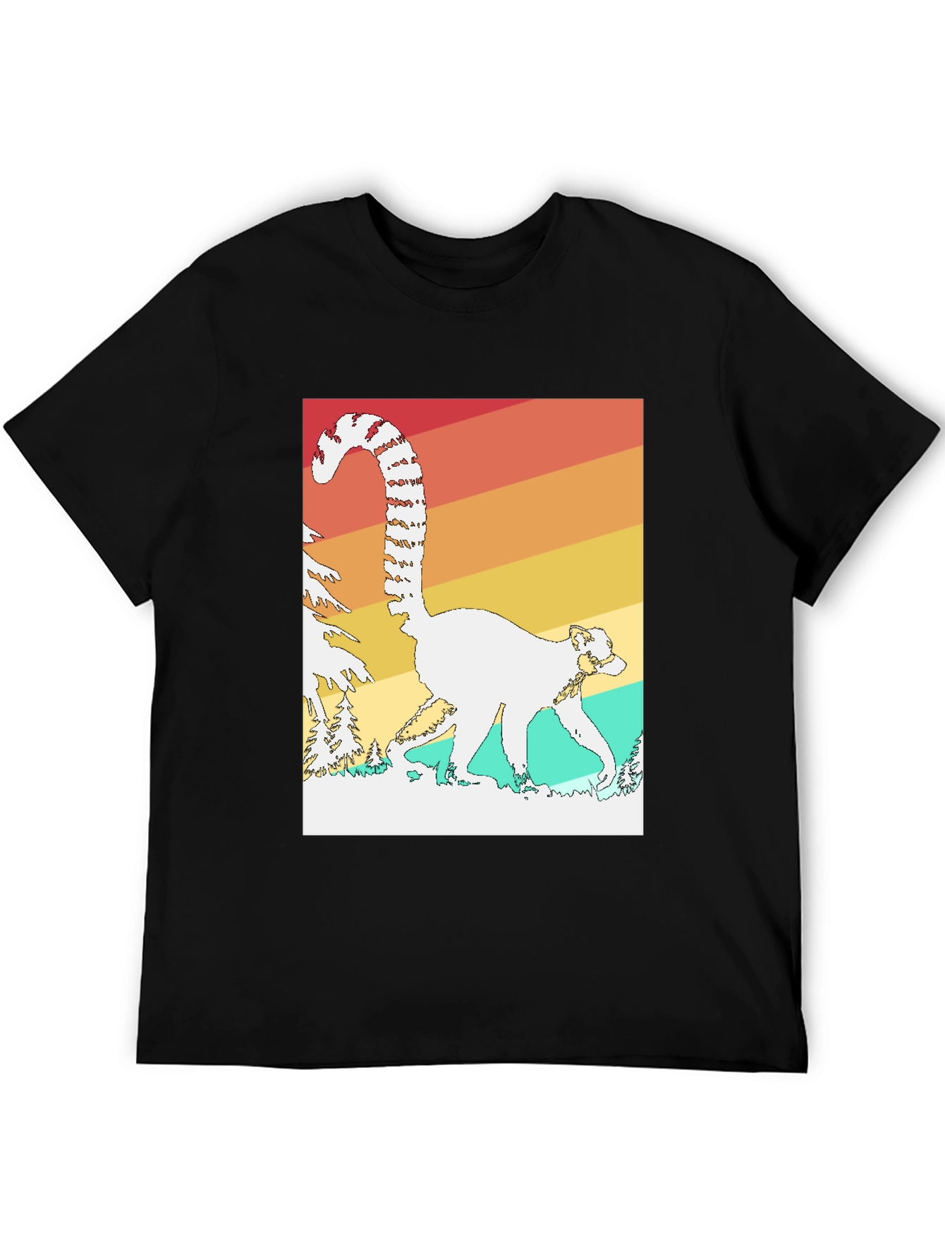 Black Retro Lemur Graphic T-Shirt view 5