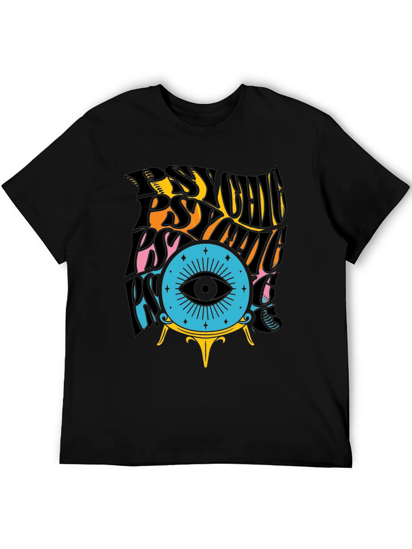 Black Psychic Eye T-Shirt - Black Cotton Tee view 5