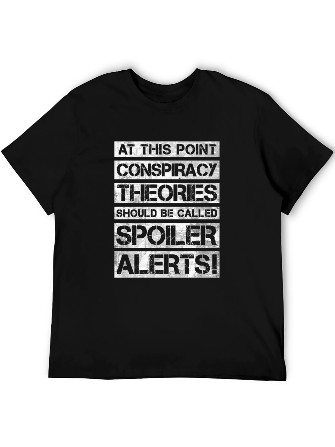 Black Conspiracy Theories Spoiler Alert T-Shirt view 5