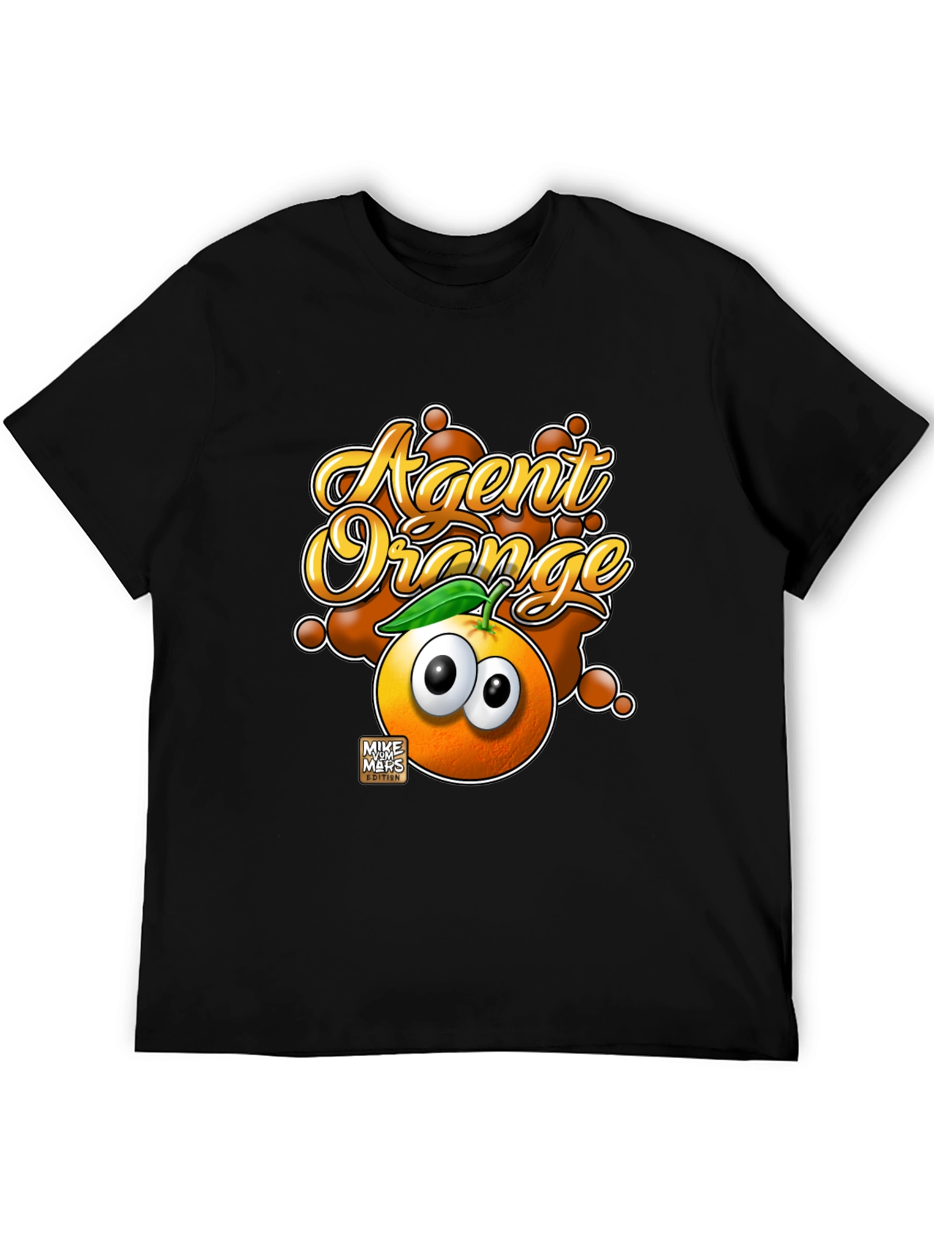 Black Agent Orange Graphic T-Shirt - Funny Cartoon Fruit Tee view 5