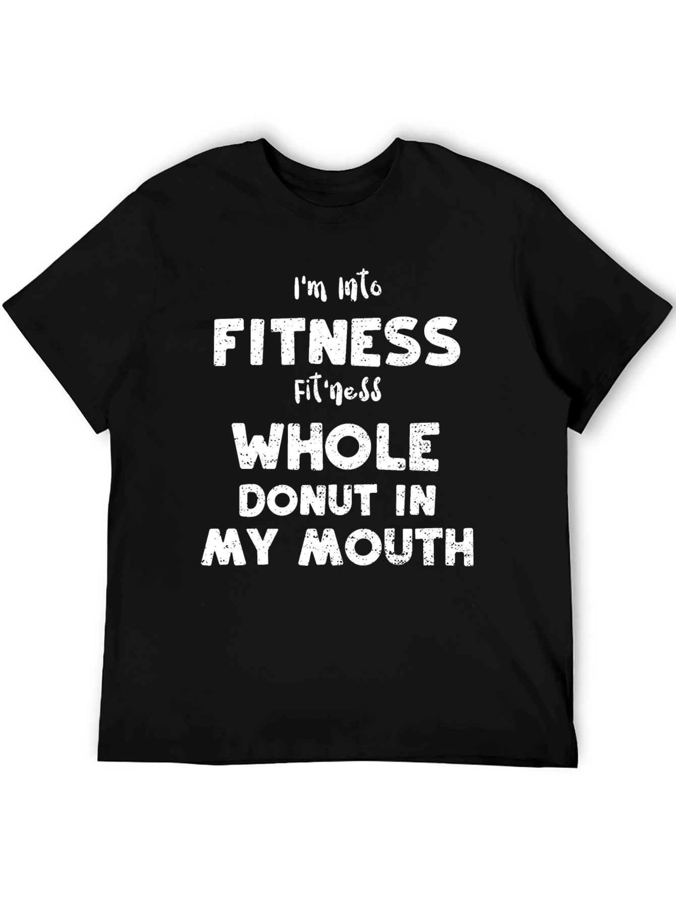 Black Funny Fitness Donut T-Shirt - Men's Black Tee view 5