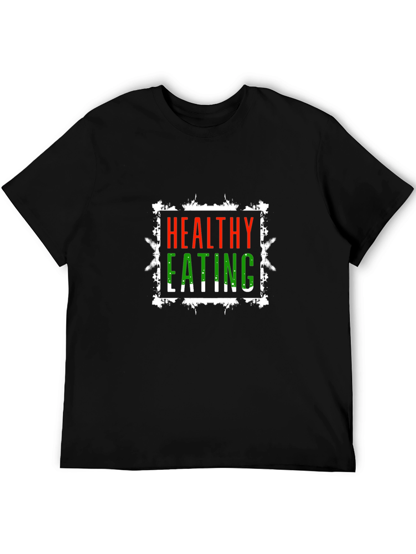 Black Healthy Eating Graphic Tee - Black Cotton T-Shirt view 5