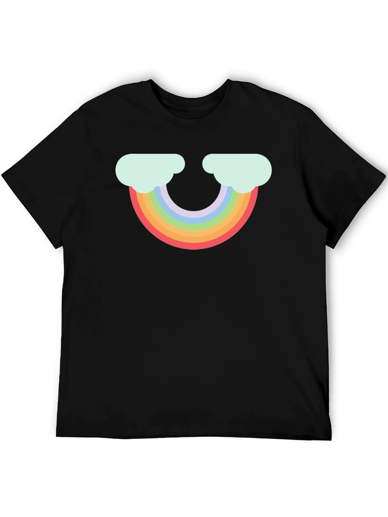 Black Rainbow Cloud Graphic Tee - Black Cotton T-Shirt view 5