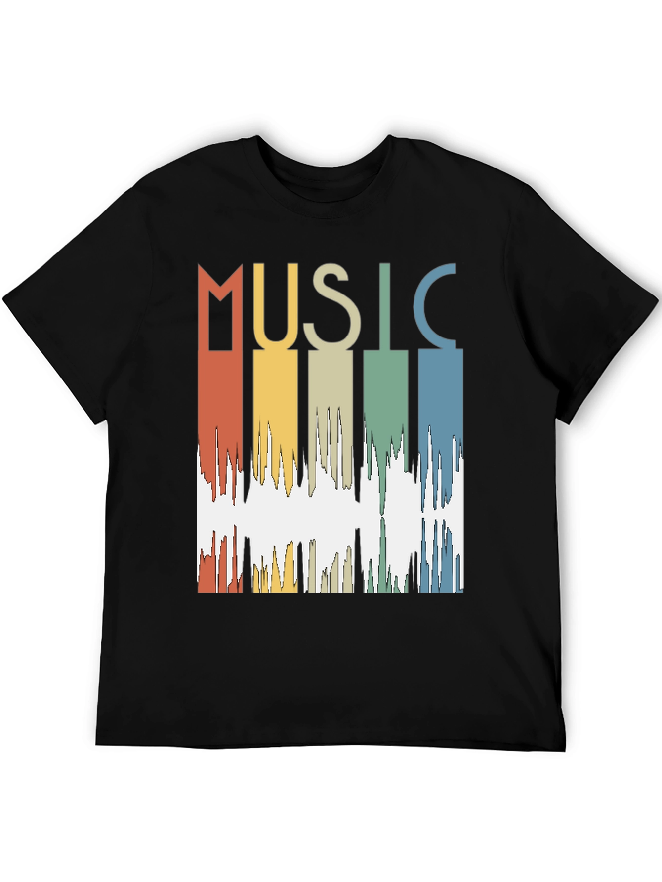 Black Retro Music Waveform Graphic Tee view 5