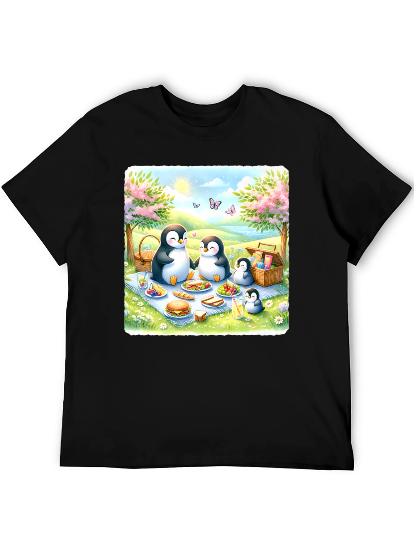 Black Penguin Family Picnic T-Shirt view 5