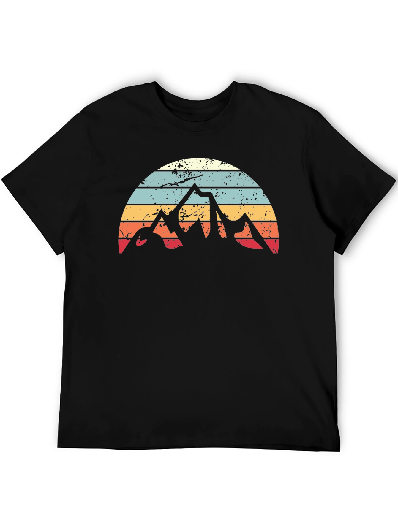 Black Retro Mountain Sunset Graphic Tee view 5