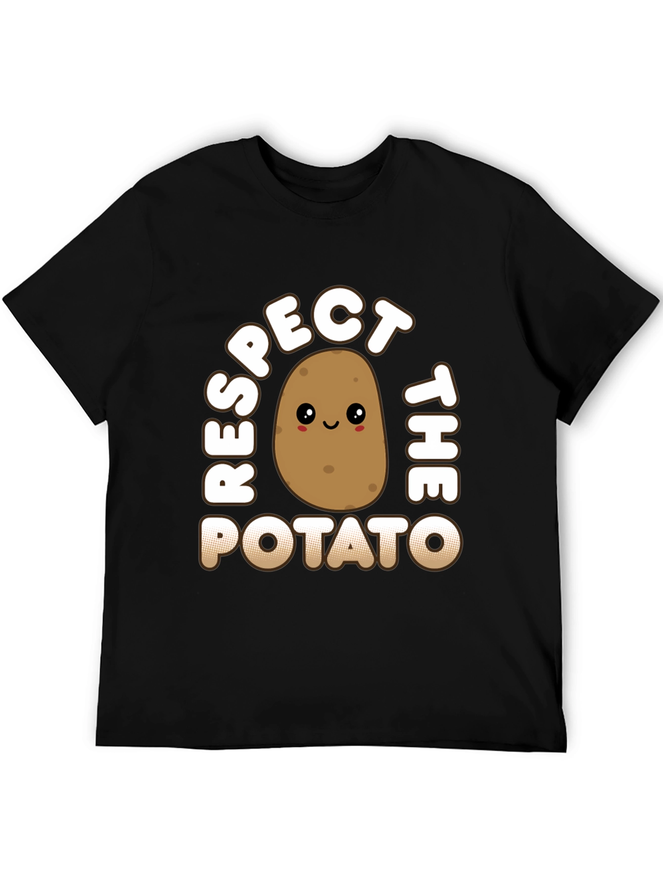 Black Respect the Potato Graphic T-Shirt - Funny Food Tee view 5