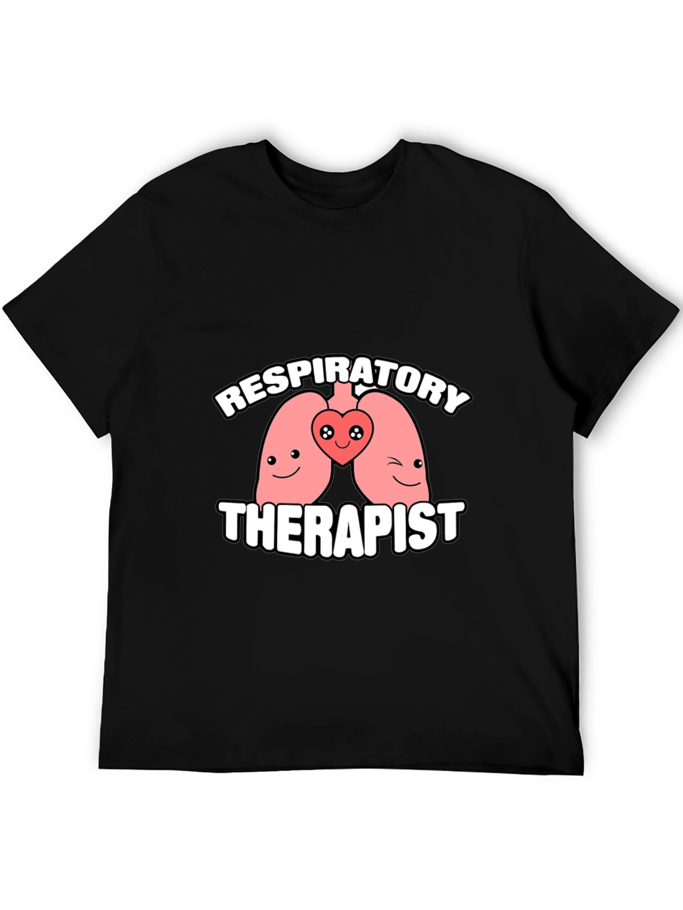 Black Respiratory Therapist Cartoon Lungs Graphic T-Shirt view 5