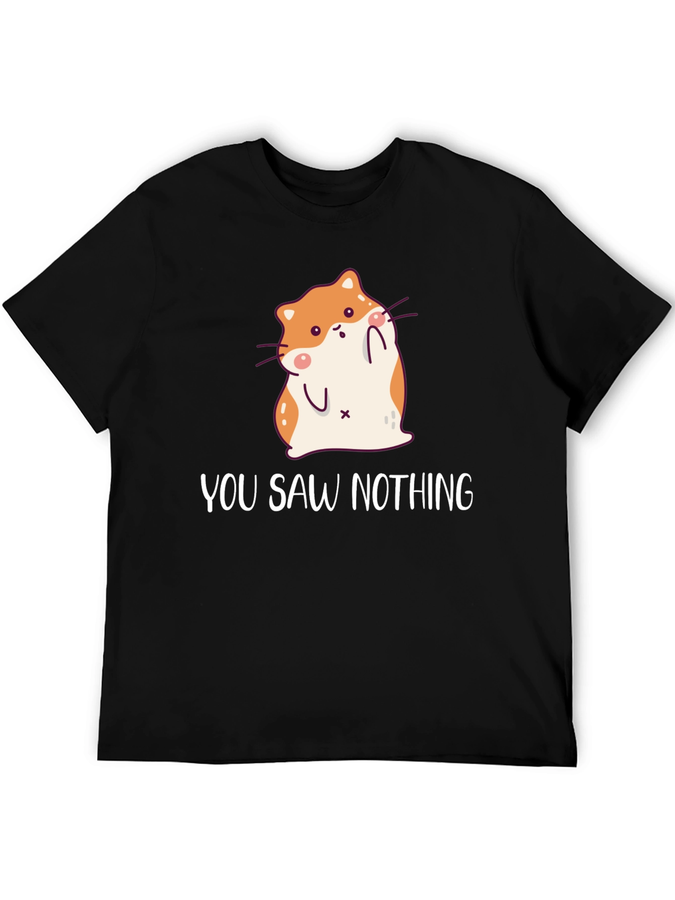 Black Cute Hamster "You Saw Nothing" Graphic T-Shirt view 5